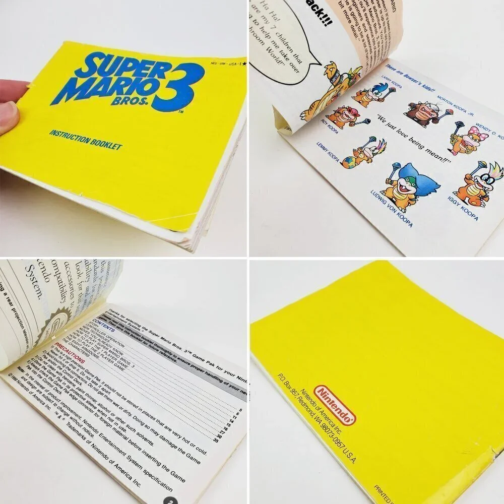 Super Mario Bros. 3 NES Nintendo Video Game Manual Sleeve Authentic Tested